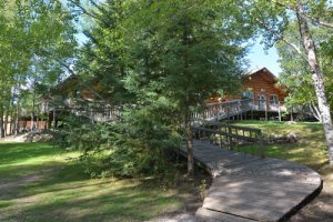 The boardwalk at Kettle Falls fishing resort connects many of our buildings and cabins.