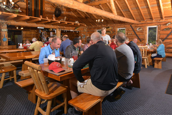 Guests enjoying their breakfast in the Kettle Falls Lodge dining room.