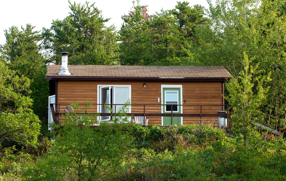 A view of cabin 7 through the trees