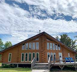 View from outside front deck of fly-in cabin.