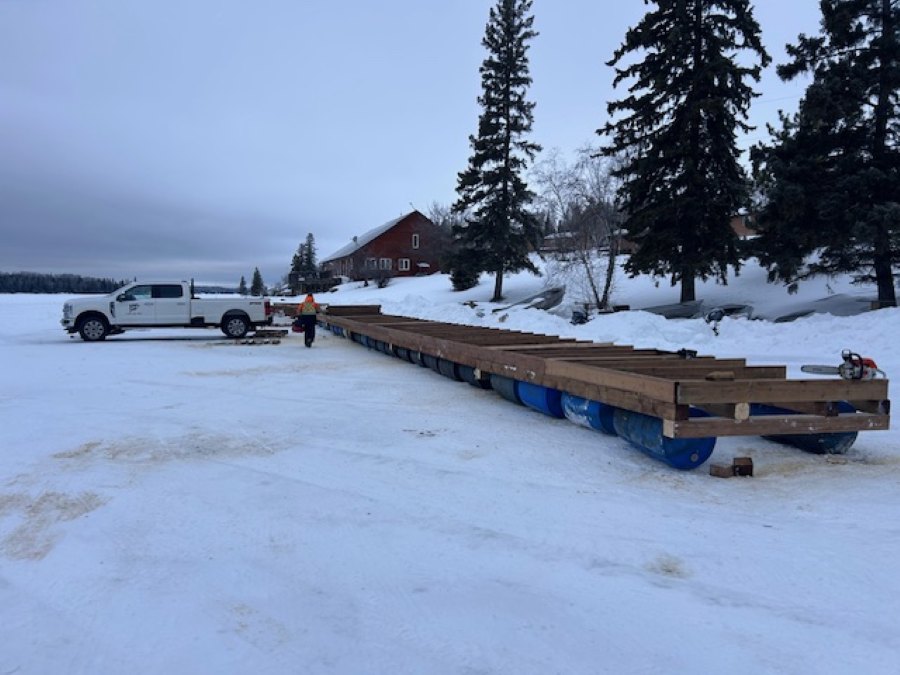 New floating docks being built on the ice